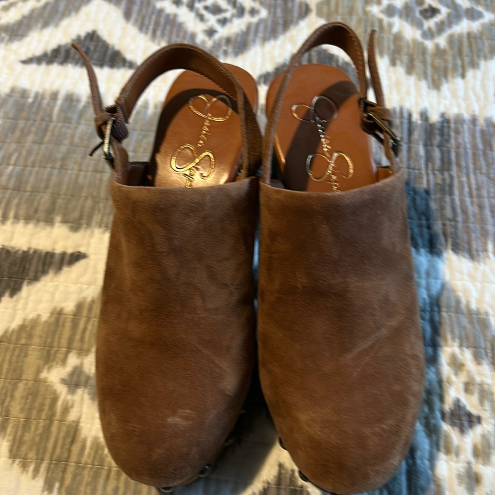 Jessica simpson brown suede clogs